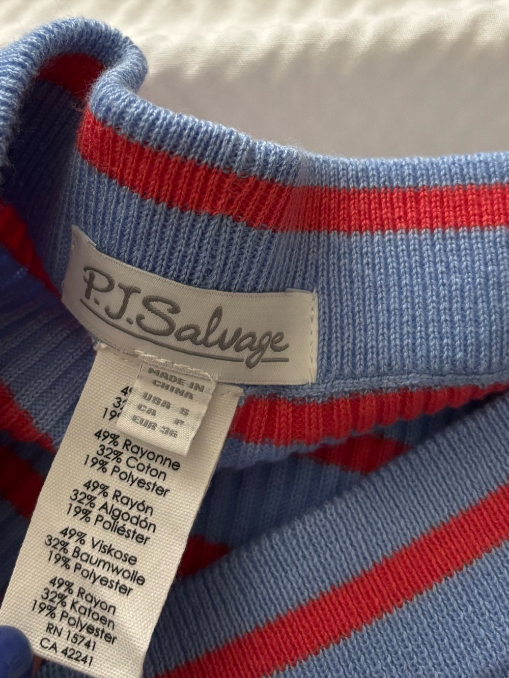 Pj Salvage Periwinkle Striped Flared Pajama Pants - Picture 6 of 6